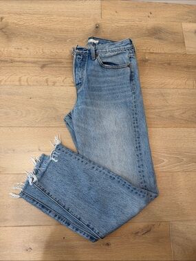 Levi's Light Blue Straight Jeans with Frayed Hem